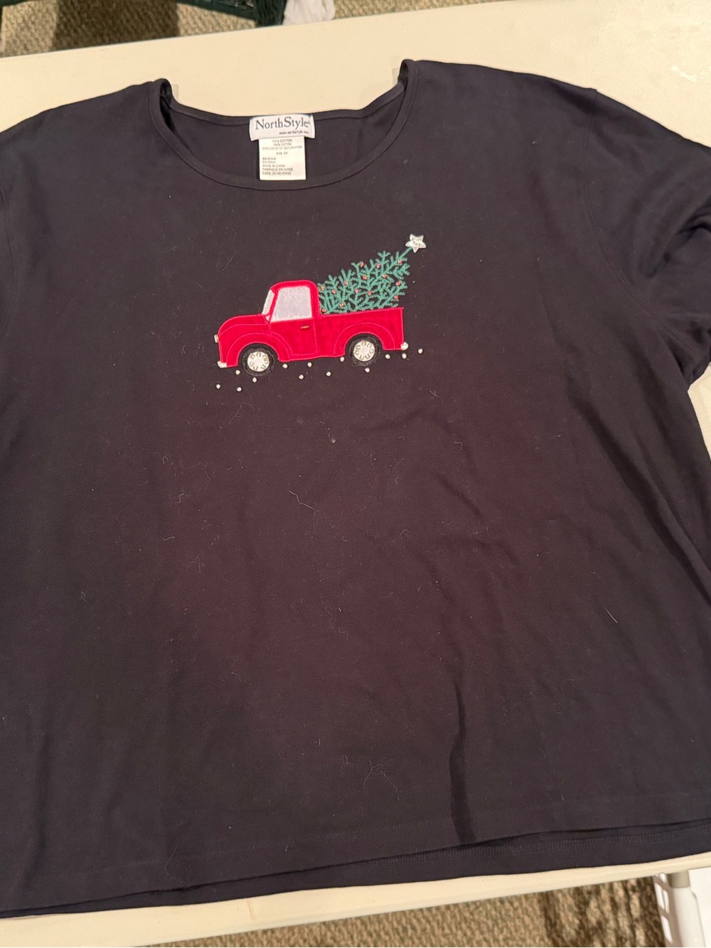 NorthStyle Navy Short-Sleeve Tee with Red Truck and Green Tree
